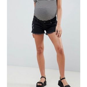 Maternity Jean Shorts in vintage black denim